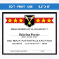 end of season softball award certificate template school youth club softball participation award